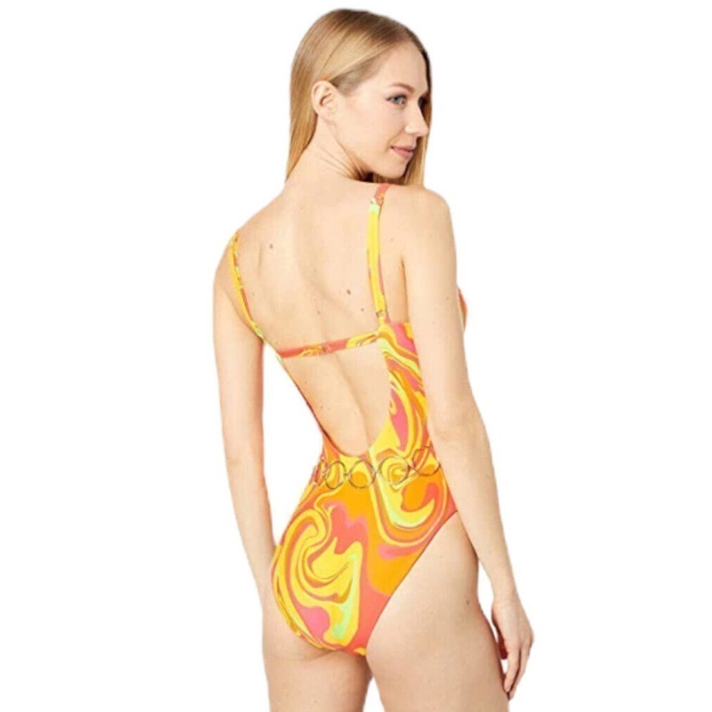 WeWoreWhat NEW One Piece Swimsuit Danielle 3.0 Retro Swirl Cherry Red Small - Picture 2 of 12